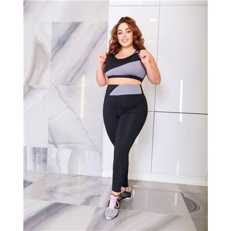 Жіночий спортивний костюм plus size FS1659 Чорний