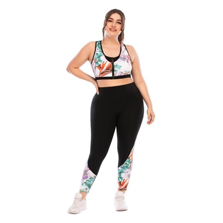 Фітнес костюм plus size з яскравим принтом FS1664 Чорний