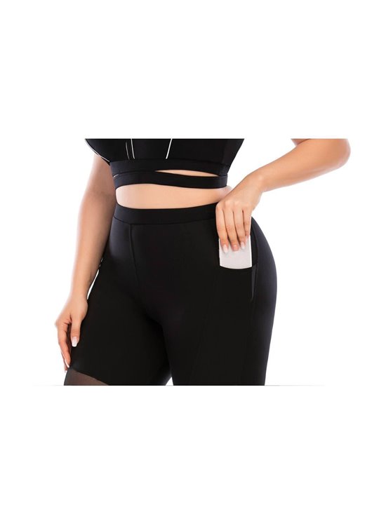 Фітнес костюм plus size з вставками з сітки FS1665 Чорний