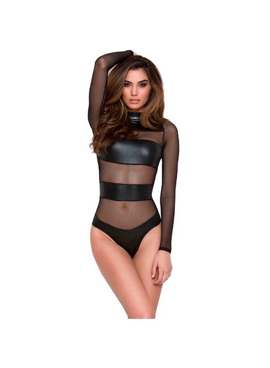 Ефектне латексне боді із сіточкою X0000685 China фото - Luxbikini
