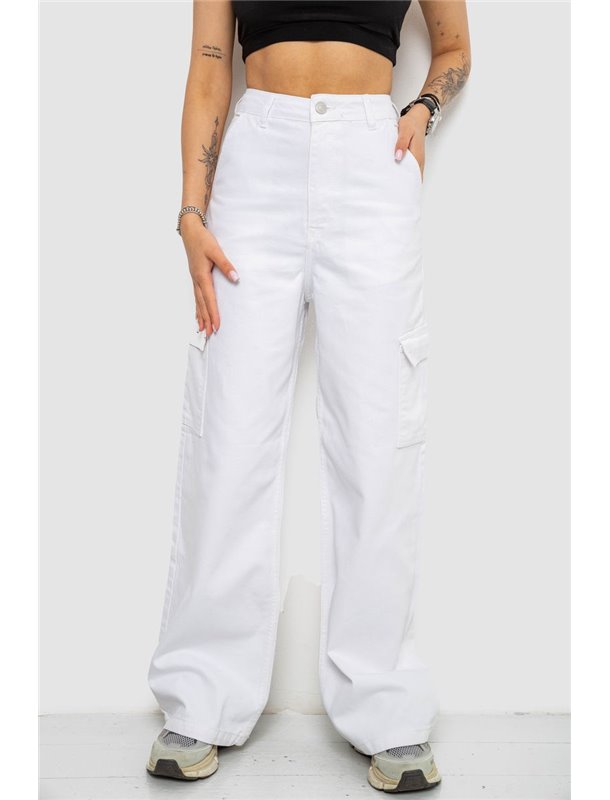 Джинси жіночі Loose Fit з кишенями, колір білий, 182R2552