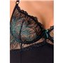 Корсет и трусики Passion FLORIS CORSET, размер S/M, черный (PS23708)