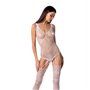 Ажурный бодистокинг с имитацией чулок Passion BS074 white