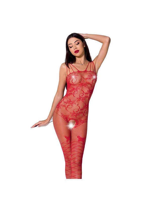 Ажурный бодистокинг с интимными вырезами Passion BS076 red