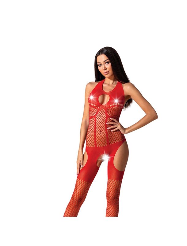 Бодистокинг с имитацией чулок Passion BS079 red