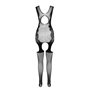 Ажурный бодистокинг с чулками Passion BS082 black
