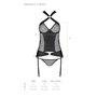 Сетчатый комплект корсет с халтером, съемные подвязки и трусики Amanda Corset black L/XL - Passion