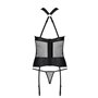 Сетчатый комплект корсет с халтером, съемные подвязки и трусики Amanda Corset black S/M - Passion