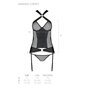 Сетчатый комплект корсет с халтером, съемные подвязки и трусики Amanda Corset black S/M - Passion
