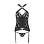 Сетчатый комплект с узором: корсет с халтером, подвязки, трусики Hima Corset black XXL/XXXL - Passion