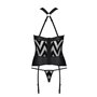 Сетчатый комплект с узором: корсет с халтером, подвязки, трусики Hima Corset black XXL/XXXL - Passion