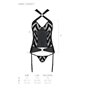 Сетчатый комплект с узором: корсет с халтером, подвязки, трусики Hima Corset black XXL/XXXL - Passion