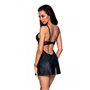Бэби-долл из эко-кожи и кружева Loona Chemise black S/M - Passion