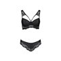 Комплект из эко-кожи с кружевом Loona Set black S/M - Passion, бра и трусики