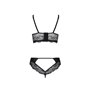 Комплект из эко-кожи с кружевом Loona Set black XXL/XXXL - Passion, бра и трусики