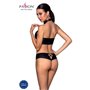 Комплект из эко-кожи Nancy Bikini black XXL/XXXL - Passion, бра и трусики с имитацией шнуровки