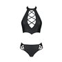 Комплект из эко-кожи Nancy Bikini black XXL/XXXL - Passion, бра и трусики с имитацией шнуровки