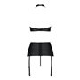 Комплект из эко-кожи с имитацией шнуровки Nancy Set black S/M - Passion топ, трусики и пояс для чулок