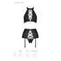 Комплект из эко-кожи с имитацией шнуровки Nancy Set black S/M - Passion топ, трусики и пояс для чулок